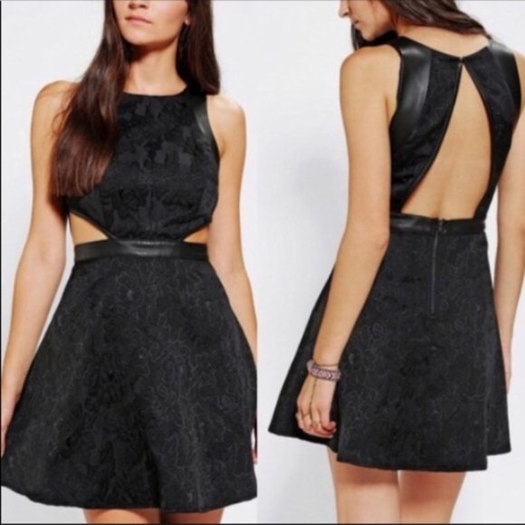 silence + noise Dresses & Skirts - Silence Noise Black Leather Jacquard Cut Out Dress